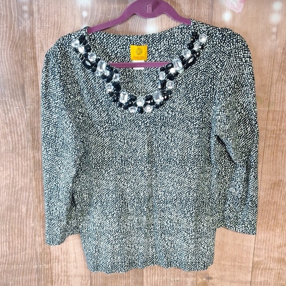 Ruby Rd. Tops - RUBY RD SIZE MEDIUM BLOUSE WITH RHINESTONE NECKLINE
